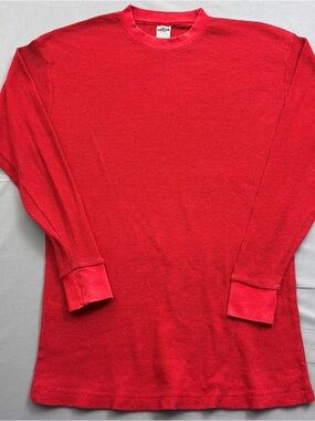 Tanu Harlem Vintage Thermal Pullover Long Sleeve Crew Neck Red Men's T-Shirt XL